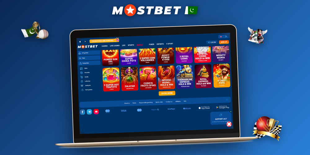 Mostbet online casino lobby showing slot thumbnails and live blackjack and roulette tables