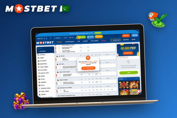 Mostbet for PC running fullscreen on a laptop with a live cricket match